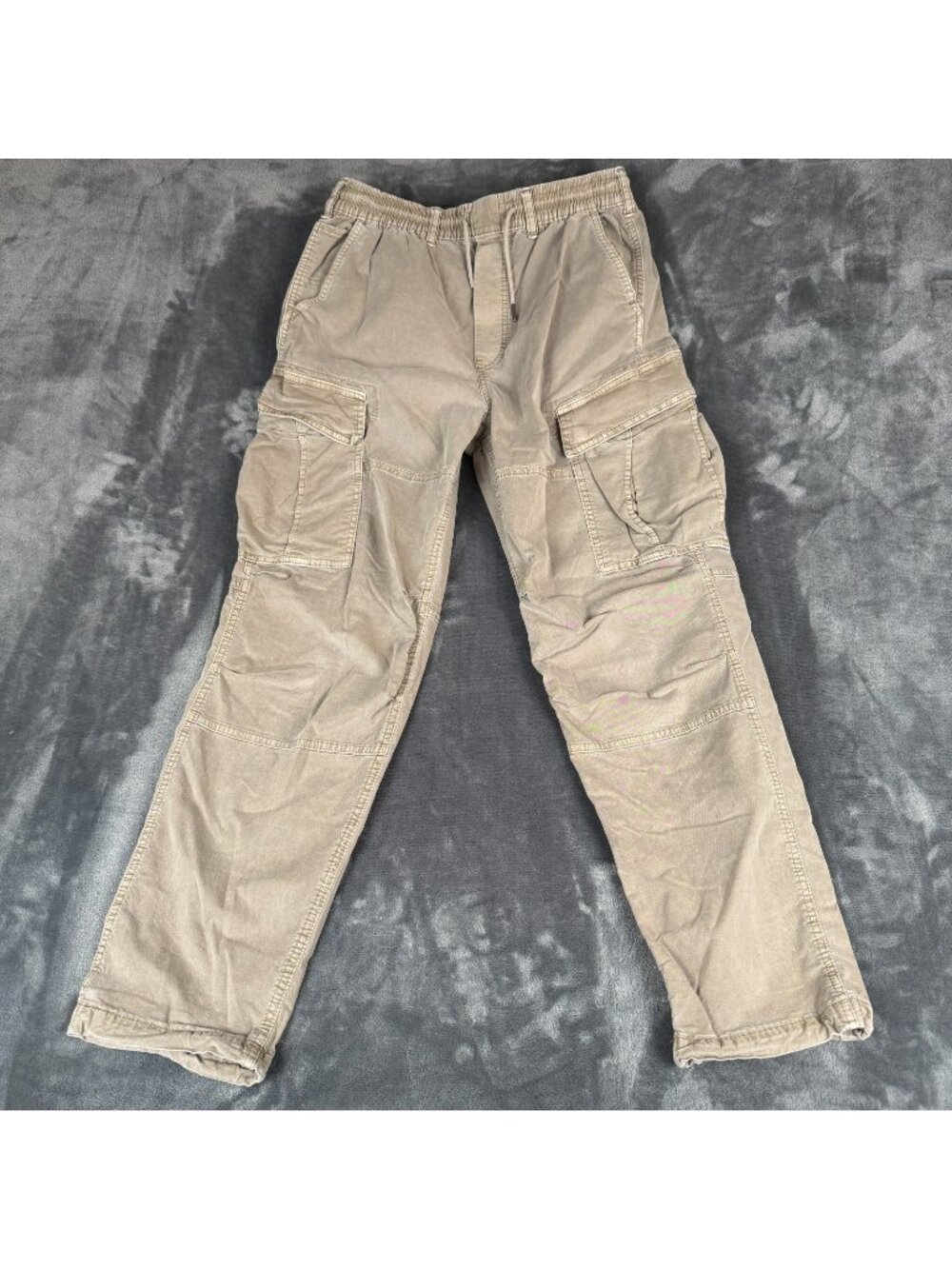 American Eagle Baggy Jogger Cargo Pants Women's XS Khaki Mid Rise Y2K Drawstring